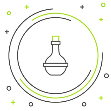 Beyaz arka planda izole edilmiş Yahudi şarap şişesi ikonu. Renkli taslak konsepti. Vektör.