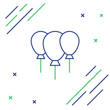 Beyaz zemin üzerinde şerit simgesi olan çizgi balonları. Mutlu Noeller ve mutlu yıllar. Renkli taslak konsepti. Vektör.