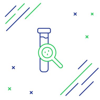 Çizgi Test tüpü ve kimyasal test ikonu beyaz arka planda izole edildi. Laboratuvar cam levhası. Renkli taslak konsepti. Vektör.