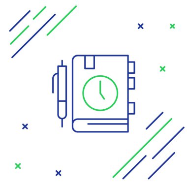 Line Daily Kağıt Not Defteri simgesi beyaz arkaplanda izole edildi. Renkli taslak konsepti. Vektör.