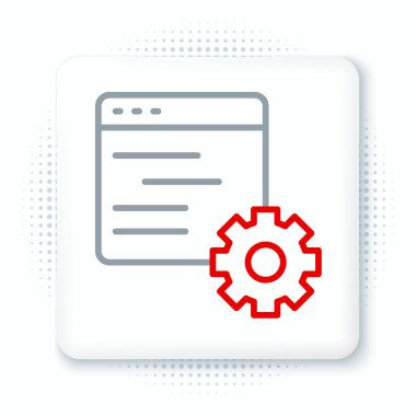 Çizgi Bilgisayar arayüzü simgesi beyaz arkaplanda izole edildi. Uygulama programlama arayüzü API teknolojisi. Yazılım entegrasyonu Renkli taslak konsepti. Vektör.