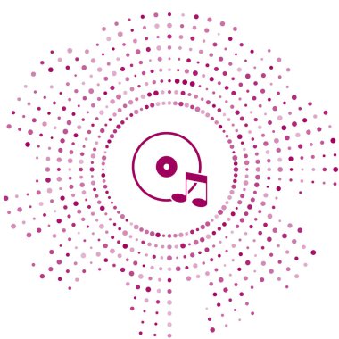 Mor Vinil disk simgesi beyaz arkaplanda izole edildi. Soyut çember rastgele noktalar. Vektör.