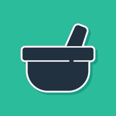 Mavi havan topu ve tokmak simgesi yeşil arkaplanda izole edildi. Vektör.