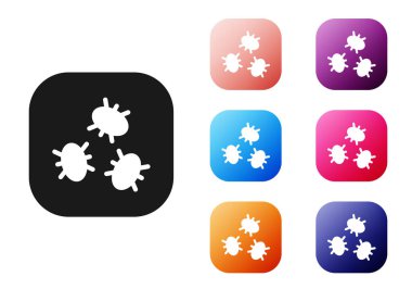 Siyah Bakteri simgesi beyaz arkaplanda izole edildi. Bakteriler ve mikroorganizmalar, sebep olan mikroorganizma hastalıkları, hücre kanseri, mikrop, virüs, mantar. Simgeleri renklendirin. Vektör.