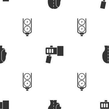 Dalış kaputunu, el fenerini ve gösterge ölçeğini kusursuz desene ayarlayın. Vektör.