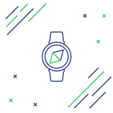 Pusula simgesi beyaz arkaplanda izole edildi. Rüzgâr yön bulma sembolü. Rüzgar gül işareti. Renkli taslak konsepti. Vektör.