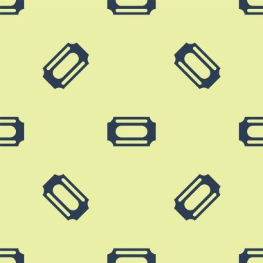 Mavi Sirk bileti ikonu sarı arka planda izole edilmiş kusursuz desen. Eğlence parkı. Vektör.