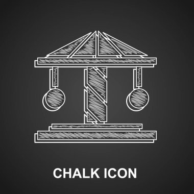 Tebeşir Çekim Atlıkarınca simgesi siyah arkaplanda izole edildi. Eğlence parkı. Çocuklar için eğlence parkı, eğlence parkı. Vektör.