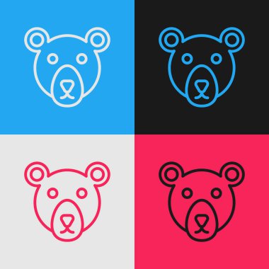Pop Art Line Bear başlık simgesi renk arkaplanında izole edildi. Vektör.