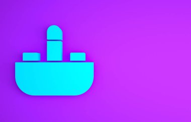 Mor arka planda su musluğu ikonu olan mavi lavabo. Minimalizm kavramı. 3d illüstrasyon 3B canlandırma.