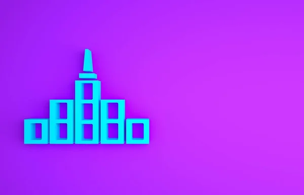 Blue City landscape icon isolated on purple background. Metropolis architecture panoramic landscape. Minimalism concept. 3d illustration 3D render.