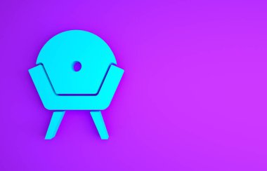 Mavi Kol Koltuğu simgesi mor arkaplanda izole edilmiş. Minimalizm kavramı. 3d illüstrasyon 3B canlandırma.