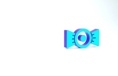 Turkuaz şeker simgesi beyaz arkaplanda izole edildi. Minimalizm kavramı. 3d illüstrasyon 3B canlandırma.