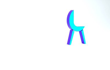 Turkuaz Koltuk simgesi beyaz arkaplanda izole edildi. Minimalizm kavramı. 3d illüstrasyon 3B canlandırma.