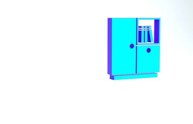 Turkuaz Gardırop simgesi beyaz arka planda izole edildi. Minimalizm kavramı. 3d illüstrasyon 3B canlandırma.