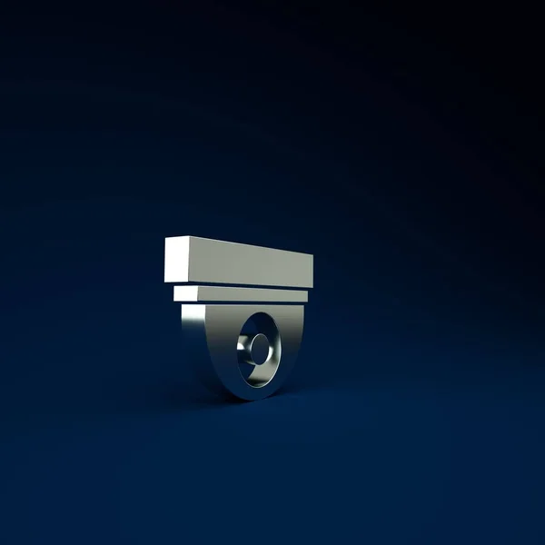 Silver Security camera icon isolated on blue background. Minimalism concept. 3d illustration 3D render.