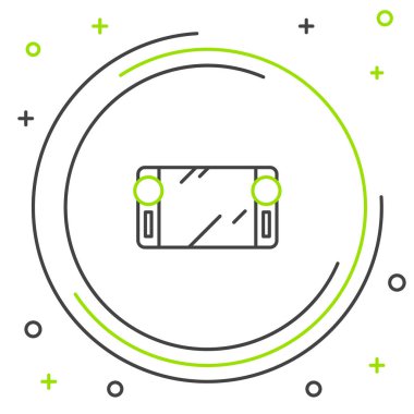 Satır taşınabilir video oyun konsolu simgesi beyaz arkaplanda izole edildi. Av alanı tabelası. Oyun konsepti. Renkli taslak konsepti. Vektör.