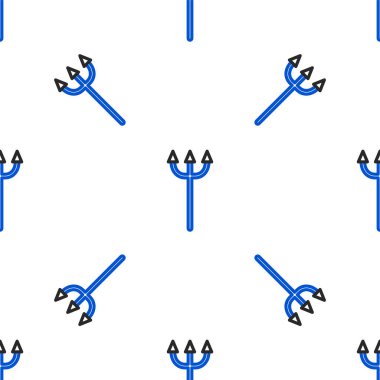 Çizgi Neptün Trident simgesi beyaz arkaplanda kusursuz desen izole etti. Renkli taslak konsepti. Vektör.