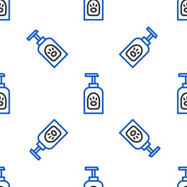 Çizgi Hayvanı şampuan ikonu beyaz arka planda izole edilmiş pürüzsüz desen. Evcil hayvan bakım işareti. Köpek temizleme sembolü. Renkli taslak konsepti. Vektör.