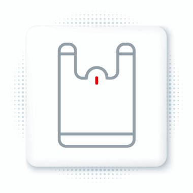 Çizgi Plastik torba simgesi beyaz arkaplanda izole edildi. Tek kullanımlık selofan ve politen paket yasaklama işareti. Renkli taslak konsepti. Vektör.