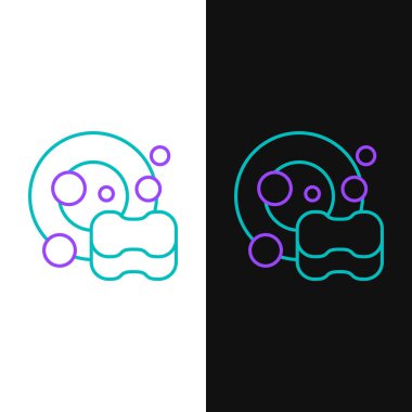 Bulaşık yıkama simgesi beyaz ve siyah arkaplanda izole edilmiş. Bulaşık yıkama ikonu. Bulaşık makinesi tabelası. Masa takımı tabelası temiz. Renkli taslak konsepti. Vektör.