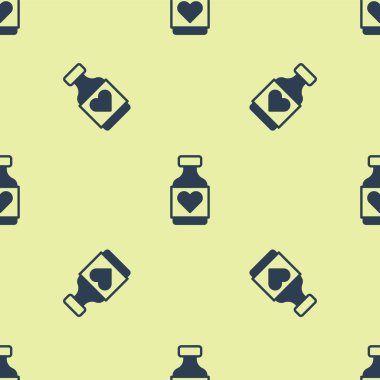 Mavi Vitamin kompleksi hap kapsülü ikonu sarı arka planda izole edilmiş kusursuz desen. Sağlıklı bir yaşam tarzı. Vektör.