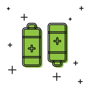 Siyah Batarya simgesi beyaz arkaplanda izole edildi. Şimşek sembolü. Vektör.