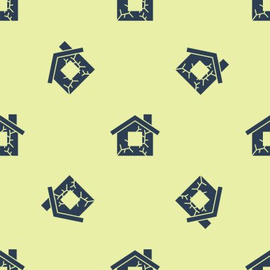 Mavi Saray ikonu sarı arka planda kusursuz desen izole etti. Sigorta konsepti. Güvenlik, güvenlik, koruma, konsept koruma. Vektör.