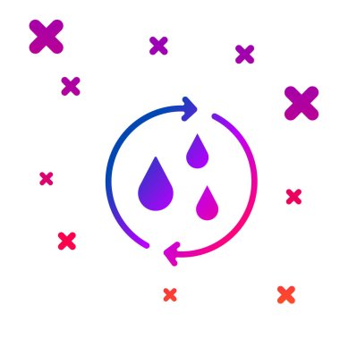 Beyaz arkaplanda izole edilmiş renk geri dönüşümü temiz aqua simgesi. İşaret geri dönüşümlü bir damla su. Kademeli rastgele dinamik şekiller. Vektör.