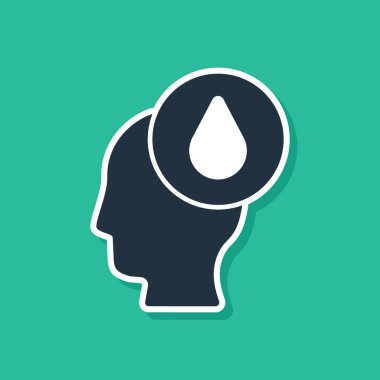 Mavi Su Damlası simgesi yeşil arkaplanda izole edildi. Vektör.