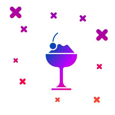 Kase ikonundaki renkli dondurma beyaz arka planda izole edilmiş. Güzel sembol. Kademeli rastgele dinamik şekiller. Vektör.