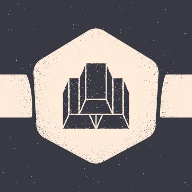 Grunge Gold simgesi gri arkaplanda izole edildi. Bankacılık işi konsepti. Tek renkli klasik çizim. Vektör.