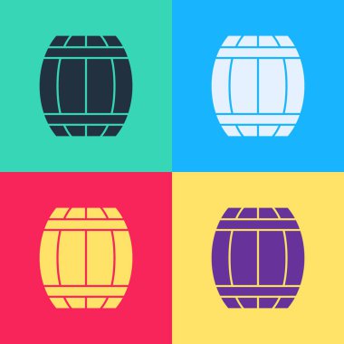 Pop Art Gun barut fıçısı ikonu renk arkaplanında izole edilmiş. TNT dinamit ahşap fıçı. Vektör.