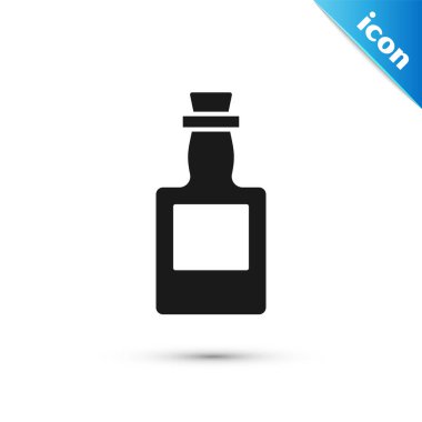 Beyaz arka planda izole edilmiş gri tekila şişesi ikonu. Meksika alkolü. Vektör.