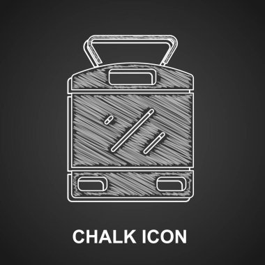 Tebeşir Tramvayı ve demiryolu ikonu siyah arka planda izole edildi. Toplu taşıma sembolü. Vektör.