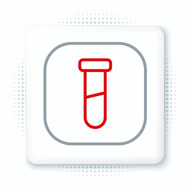 Çizgi Test tüpü ve kimyasal test ikonu beyaz arka planda izole edildi. Laboratuvar cam levhası. Renkli taslak konsepti. Vektör.