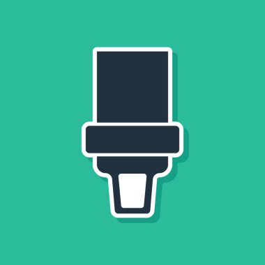 Mavi Güvenlik Kemeri simgesi yeşil arkaplanda izole edildi. Emniyet kemeri. Vektör.