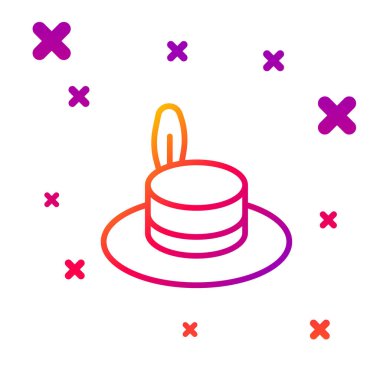 Beyaz arkaplanda izole edilmiş kurdele simgesi olan renkli çizgi adamı şapkası. Kademeli rastgele dinamik şekiller. Vektör.