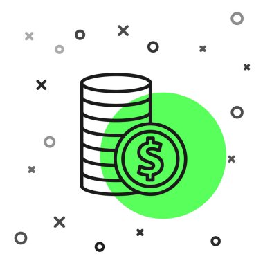 Beyaz zemin üzerinde dolar sembolü olan siyah çizgi parası. Bankacılık işareti. Para sembolü. Vektör.