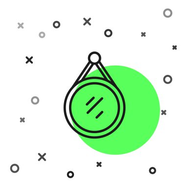 Beyaz arkaplanda siyah çizgi ayna simgesi izole edildi. Vektör.