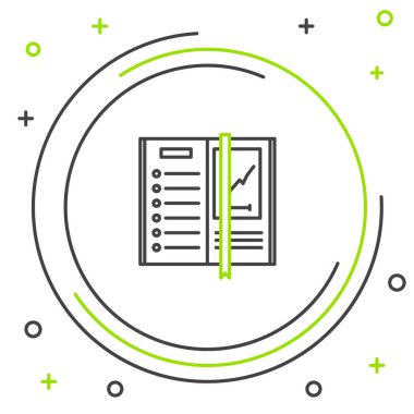 Satır Defteri simgesi beyaz arkaplanda izole edildi. Spiral not defteri simgesi. Yazı tahtası. İş günlüğü. Not defteri kapağı tasarımı. Renkli taslak konsepti. Vektör.