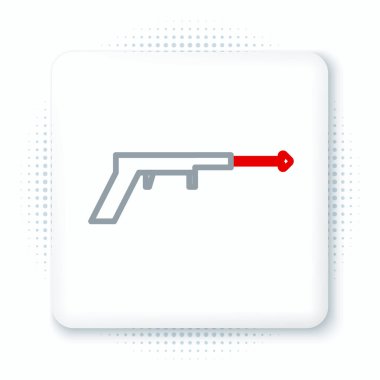 Halat balıkçılığı zıpkın simgesi beyaz arkaplanda izole edildi. Suyun altında balık yakalamak için balıkçılık üreticileri. Su altı ekipmanları. Renkli taslak konsepti. Vektör.