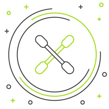 Beyaz arka planda izole edilmiş kulak simgesi için pamuk çubuğu. Renkli taslak konsepti. Vektör.