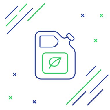 Biyolojik yakıt kutusu simgesi beyaz arka planda izole edildi. Çevre biyolojisi ve namlusu. Yeşil çevre ve geri dönüşüm. Renkli taslak konsepti. Vektör.