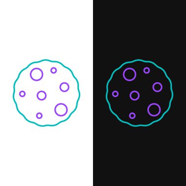 Çizgili kurabiye ya da bisküvi. Beyaz ve siyah arka planda izole edilmiş çikolata ikonu. Renkli taslak konsepti. Vektör.