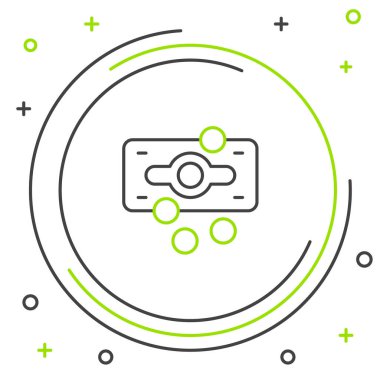 Line Stacks kağıt para para ikonu beyaz arka planda izole. Para desteleri. Para birimi. Renkli taslak konsepti. Vektör.