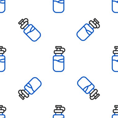 Beyaz arka planda izole edilmiş su ikonlu çizgi sporu şişesi. Renkli taslak konsepti. Vektör.