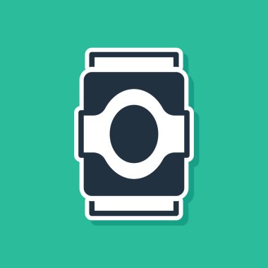 Mavi Soda kutusu ikonu yeşil arkaplanda izole edildi. Vektör.