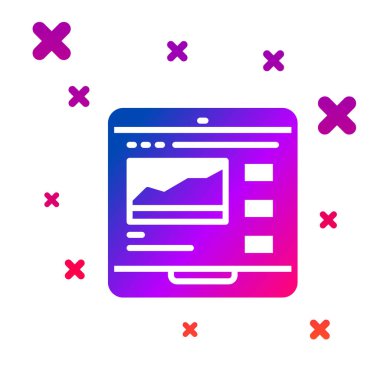 Renk Ticareti kursları simgesi beyaz arkaplanda izole edildi. Uzaktan öğrenme finans yönetimi, hisse senedi piyasalarında mal alıp satma. Kademeli rastgele dinamik şekiller. Vektör.