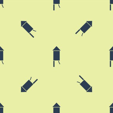 Mavi Havai fişek ikonu sarı arka planda izole edilmiş pürüzsüz desen. Eğlence partisi anlayışı. Patlayıcı havai fişek sembolü. Vektör.